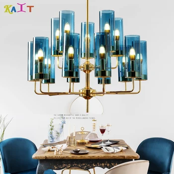 Post-modern copper lamp industrial metal retro chandelier led bulb lamp copper chandelier lighting Blue glass lampshade
Post-modern copper lamp industrial metal retro chandelier led bulb lamp copper chandelier lighting Blue glass lampshade