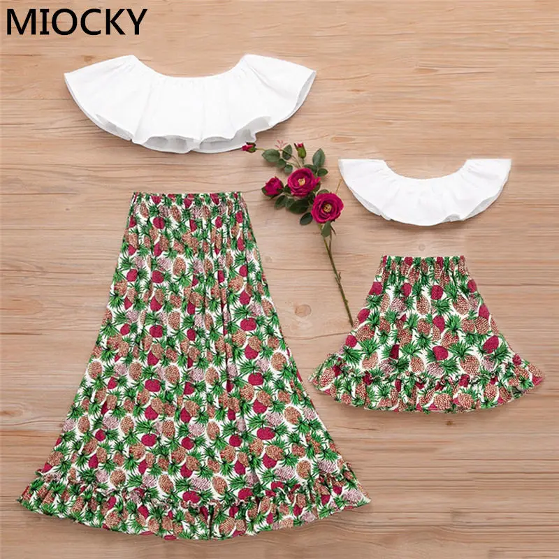 NASHAKAITE-Mother-and-Daughter-Clothes-Boho-Pineapple-Print-Off-Shoulder-Top-Skirt-Mommy-and-me-clothes