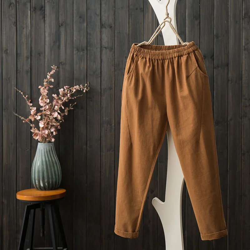 2019 Original Simple Solid Color Cotton Linen Pants Women Full Length Spring Autumn Pocket Elastic Waist Harem Trousers Casual
2019 Original Simple Solid Color Cotton Linen Pants Women Full Length Spring Autumn Pocket Elastic Waist Harem Trousers Casual
