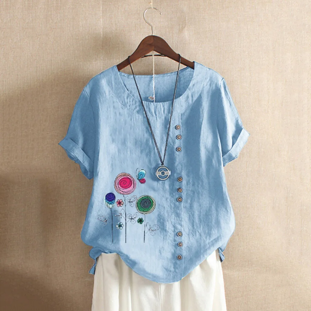 Feitong Women Casual Plus Size O-Neck Floral Printed Loose Button Tunic Shirt Blouse Tops Vetement Femme
Feitong Women Casual Plus Size O-Neck Floral Printed Loose Button Tunic Shirt Blouse Tops Vetement Femme