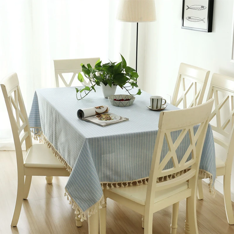 Pastoral Simple Christmas Tablecloth Blue Striped Tassel Hem Decor Table cloth Washable Cotton Linen Rectangular Cover cloth
Pastoral Simple Christmas Tablecloth Blue Striped Tassel Hem Decor Table cloth Washable Cotton Linen Rectangular Cover cloth