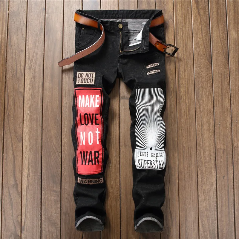 New arrival slim fit denim rock jeans men stretch motorcycle trousers patchwork cool stylish streetwear youth black pants boy
New arrival slim fit denim rock jeans men stretch motorcycle trousers patchwork cool stylish streetwear youth black pants boy