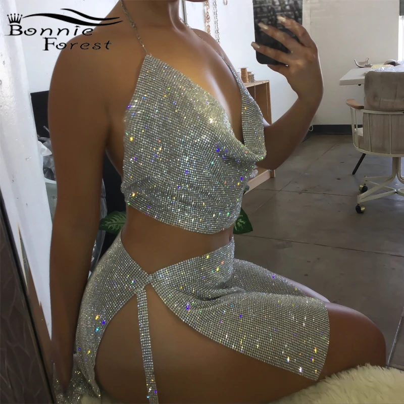 two piece glitter outfit