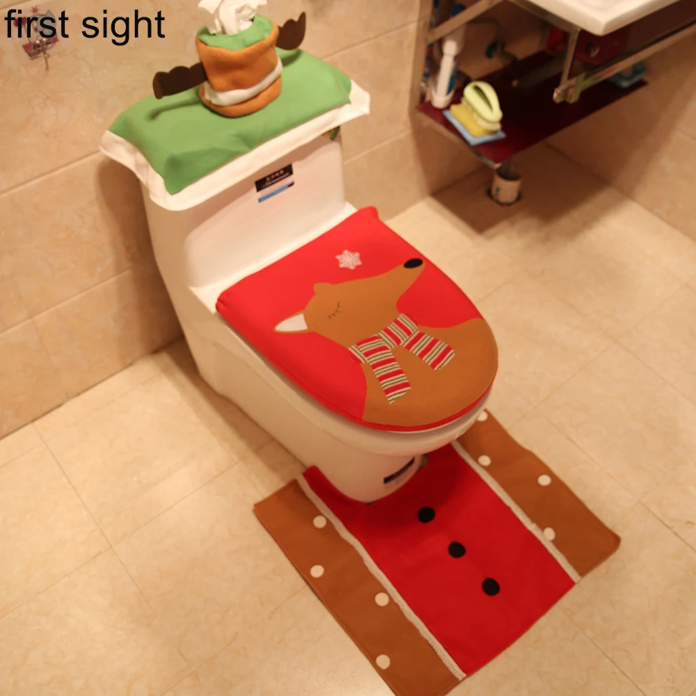 Toilet seat paper tissue box cover vest cover and carpet set Christmas family holiday decoration, 3 pieces
Toilet seat paper tissue box cover vest cover and carpet set Christmas family holiday decoration, 3 pieces