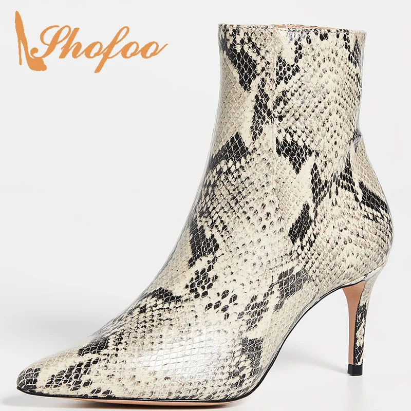 Snakeskin Stilettos Woman Short Boots Ankle High Thin Heels Large Size 11 15 Pointed Toe Mature Female Casual Shoes Fashion 2021
Snakeskin Stilettos Woman Short Boots Ankle High Thin Heels Large Size 11 15 Pointed Toe Mature Female Casual Shoes Fashion 2021