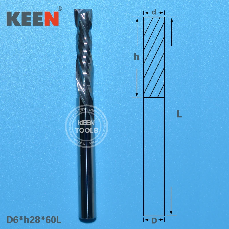 Up/Down Cut 6*28*60mm 2 Flute Spiral Bit, Compression Cutters for Woodworking Machinery, Wood Cutting Bits End Mill for Wood CNC
Up/Down Cut 6*28*60mm 2 Flute Spiral Bit, Compression Cutters for Woodworking Machinery, Wood Cutting Bits End Mill for Wood CNC