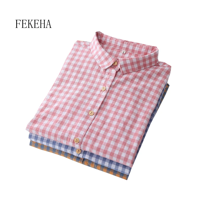 FEKEHA Whale Embroidery Women Plaid Shirts Casual Long Sleeve Cotton Female Tops School Check Blue Pink Blouses Women Autumn
FEKEHA Whale Embroidery Women Plaid Shirts Casual Long Sleeve Cotton Female Tops School Check Blue Pink Blouses Women Autumn