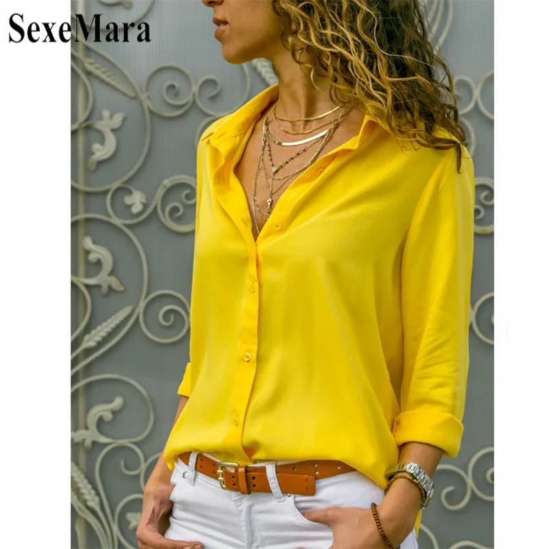 2019 Fashion Women Long Sleeve Office Work Blouse Button Down White/Yellow/Red OL Shirt Ladies Casual Chiffon Lapel Tops Shirt
2019 Fashion Women Long Sleeve Office Work Blouse Button Down White/Yellow/Red OL Shirt Ladies Casual Chiffon Lapel Tops Shirt