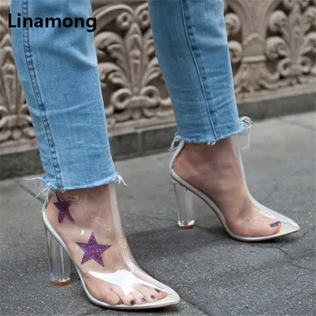 Women PVC Transparent Star Pattern Decoration Mid-Calf Boots Lady Spring Autumn High Heel Design Shoes Female Pointed Toe Boots
Women PVC Transparent Star Pattern Decoration Mid-Calf Boots Lady Spring Autumn High Heel Design Shoes Female Pointed Toe Boots