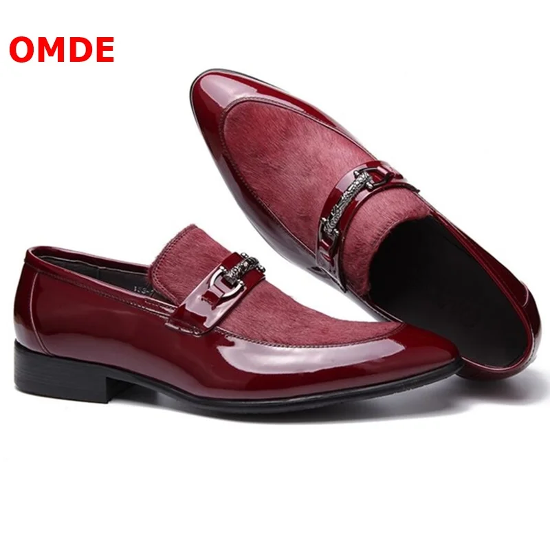 OMDE Fashion Pointed Toe Patent Leather Loafers Luxury Patchwork Horsehair Men Dress Shoes Slip On Men's Prom And Wedding Shoes
OMDE Fashion Pointed Toe Patent Leather Loafers Luxury Patchwork Horsehair Men Dress Shoes Slip On Men's Prom And Wedding Shoes