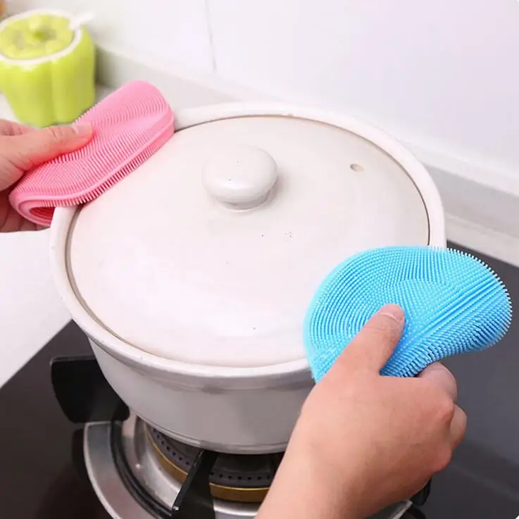 Силиконовые блюдо губка для мытья скребок Кухня очистки антибактериальное