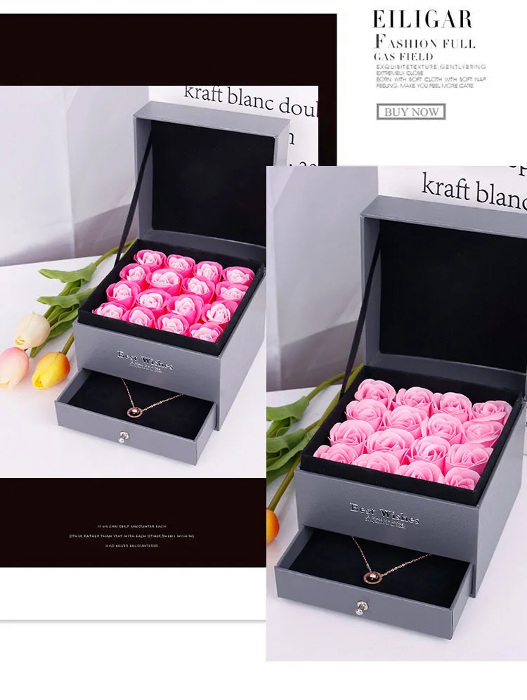 Valentine's day Mother's Day artificial flower rose gift box (4)