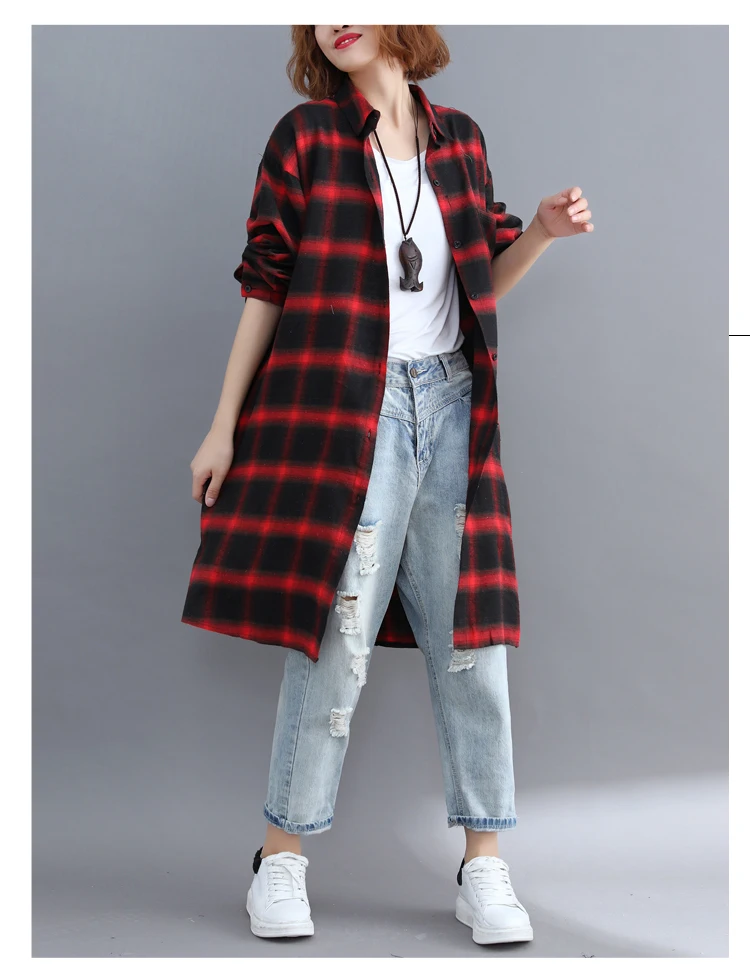 P Ammy Plus Size Cotton&Linen Retro Checkered Blouse Dress 2019 Spring Long Sleeve Oversized Mid-Long Plaid Long shirt
P Ammy Plus Size Cotton&Linen Retro Checkered Blouse Dress 2019 Spring Long Sleeve Oversized Mid-Long Plaid Long shirt