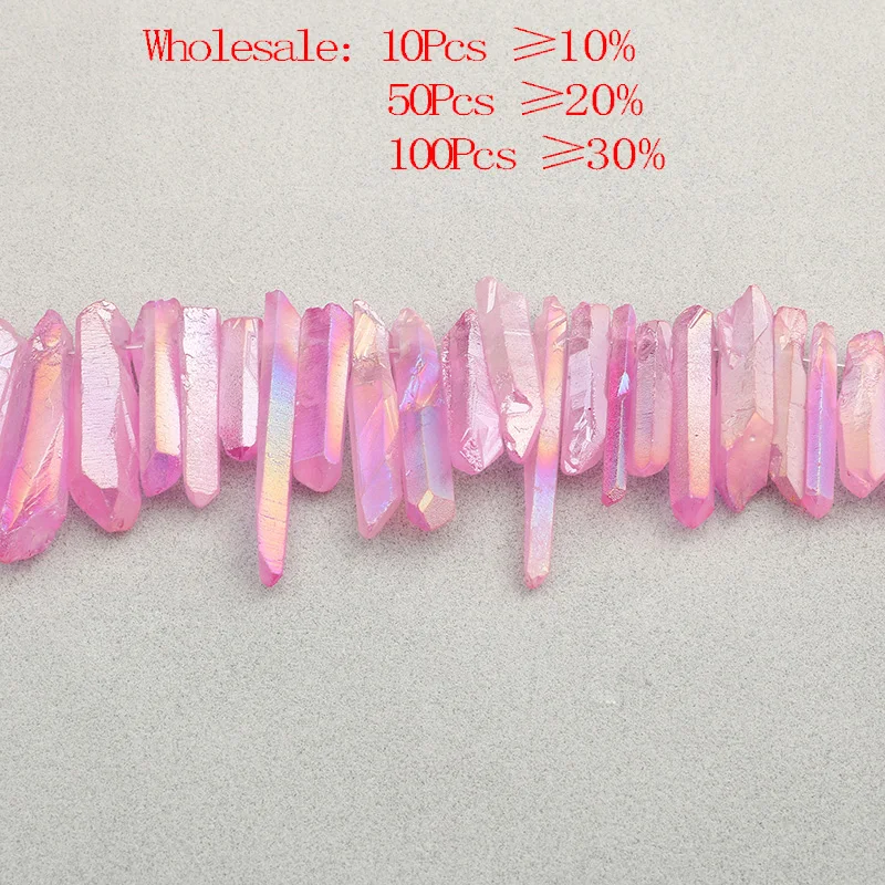 15-5-strand-Natural-Pink-Top-Drilled-Point-Beads-Raw-Crystal-Quartz-Pendant-Druzy-Wand-Healing (4)