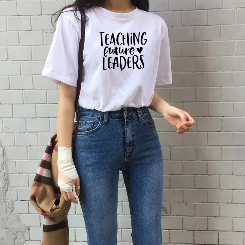 Teaching Future Leaders Printed Short Sleeve Cotton T Shirt Women O-neck Black White Loose Tee Shirt Femme Casual T-shirt Women
Teaching Future Leaders Printed Short Sleeve Cotton T Shirt Women O-neck Black White Loose Tee Shirt Femme Casual T-shirt Women