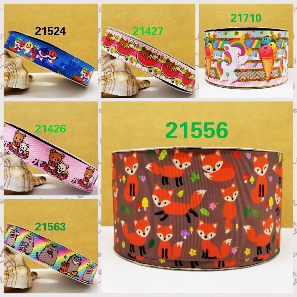 Cartoon printed grosgrain ribbon ,satin ribbon 10 yards . 21426-