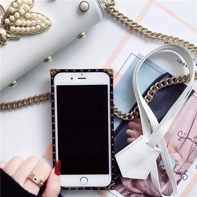 LUDI Europe Geometric Pattern Gold Button PU Phone Case For iphone 7 Case for iphone X 6S 6 8 Plus Back Cover Luxury Fashion 3