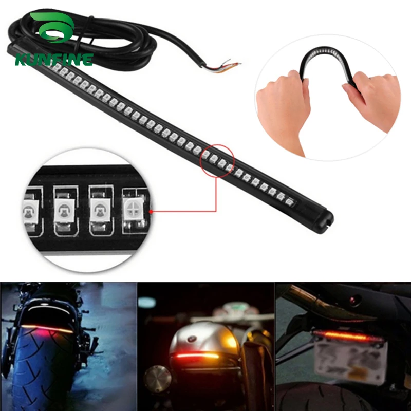 KUNFINE 4PCS Universal Motorcycle LED Turn Signal Indicators light Blinkers Flexible Bendable Amber Light 3 (5) K