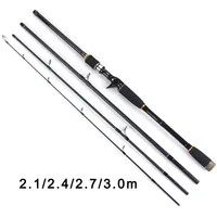TOMA 2.1m 2.4m 2.7m 3.0m 100% Carbon Fiber Rod Spinning Fishing Rods Casting Travel Rod 4 Sections Fast Action Fishing Lure Rod image
