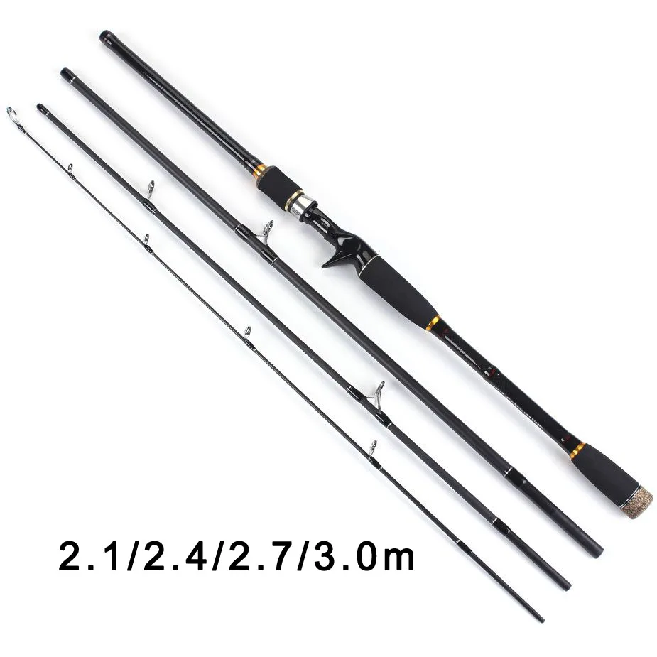 Image 2.1m 2.4m 2.7m 3.0m 100% Carbon Fiber Rod Spinning Fishing Rods Casting Travel Rod 4 Sections Fast Action Fishing Lure Rod