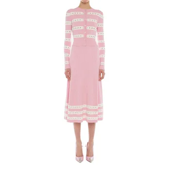Autumn Knitted Two Piece Set Women Elegant Long Sleeve Pink Striped Sweater + A-line Midi Skirt women two piece outfits
Autumn Knitted Two Piece Set Women Elegant Long Sleeve Pink Striped Sweater + A-line Midi Skirt women two piece outfits