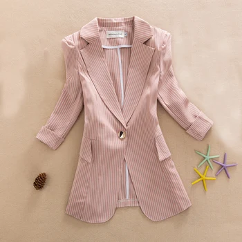 2019 New summer blazer casual stripe blazer femme Jackets for Women outwear fashion Work Style Suit ladies coat
2019 New summer blazer casual stripe blazer femme Jackets for Women outwear fashion Work Style Suit ladies coat