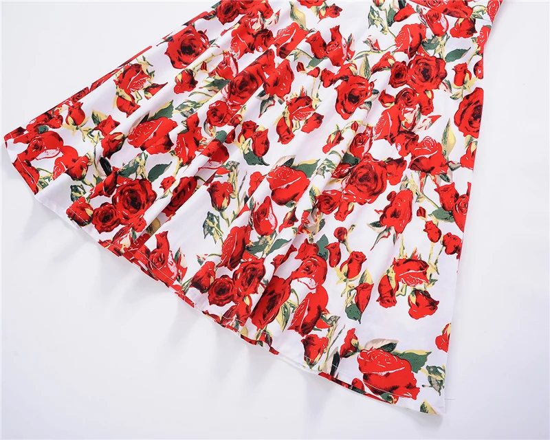Kostlish Floral Print Summer Dress Women Sleeveless 50s Tunic Vintage Dress With Belt 2017 Elegant Swing Party Dresses Sundress (48)
