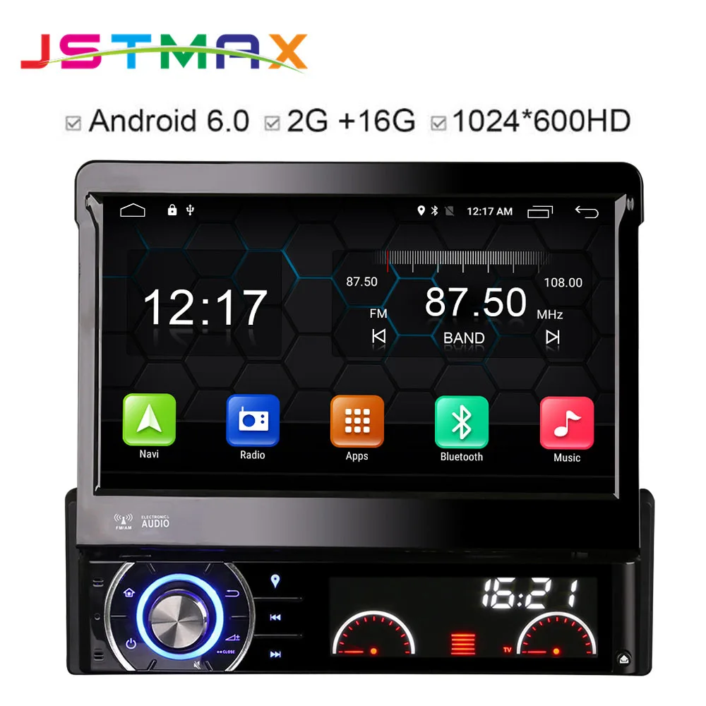 JSTMAX 7 "четырехъядерный 2G ram 1 Din автомобильный dvd плеер Android 6 0 Радио стерео