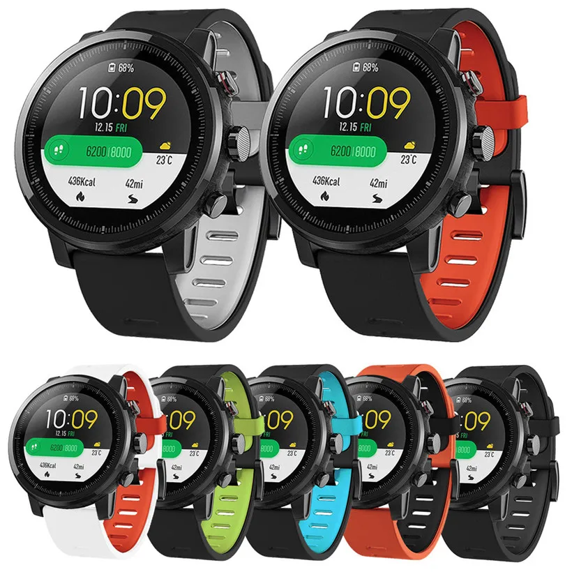 Ремешок силиконовый для Huami Amazfit stratos 2 22 мм спортивный браслет 2018 ремешок часов