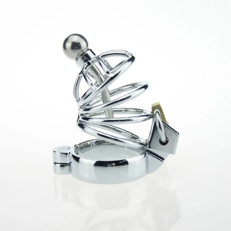Short Stainless Steel Chastity Belt Cock Cage With Removeable Hollow Urethral Sound Catheter 3 Size Penis Ring Sex Toys For Man