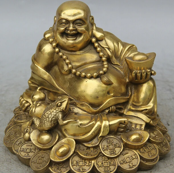 JP S061 7" China Brass Seat Wealth Money Golden Toad Happy Laugh Maitreya Buddha Statue (B0328)
JP S061 7" China Brass Seat Wealth Money Golden Toad Happy Laugh Maitreya Buddha Statue (B0328)