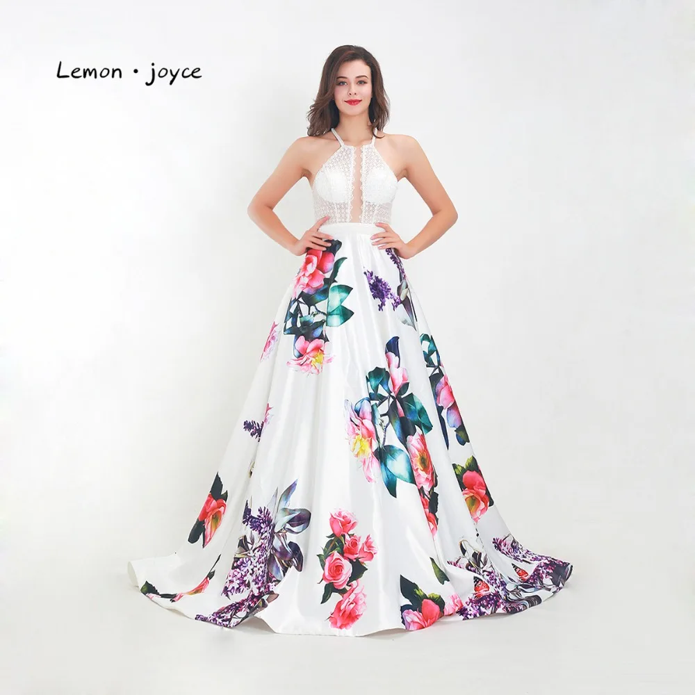 Lemon joyce White Evening Dresses Long 2019 Floral Print Sexy Backless Lace Illusion A-line Prom Party Gowns Plus Size
Lemon joyce White Evening Dresses Long 2019 Floral Print Sexy Backless Lace Illusion A-line Prom Party Gowns Plus Size