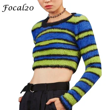 Focal20 Streetwear Color Stripe Women Knitted Sweater Autumn Long Sleeve Crop Top Casual Slim Sweater
Focal20 Streetwear Color Stripe Women Knitted Sweater Autumn Long Sleeve Crop Top Casual Slim Sweater