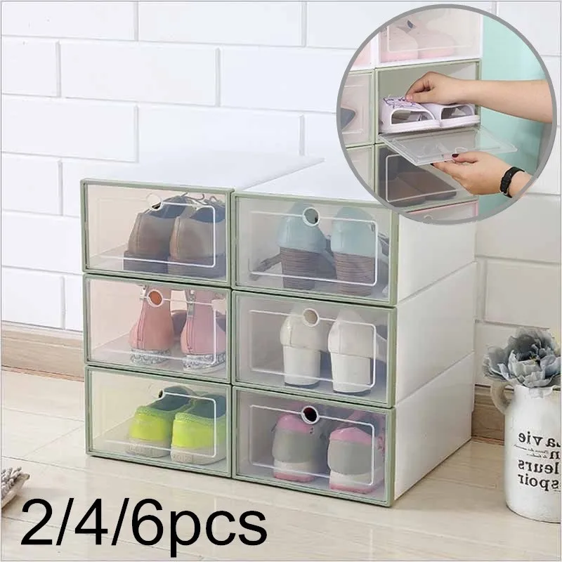 2/4/6 Pcs Foldable Clear Plastic Shoe Storage Boxes Drawer Stackable Shoe Boxes with lids Case Storage Containers Organizer
2/4/6 Pcs Foldable Clear Plastic Shoe Storage Boxes Drawer Stackable Shoe Boxes with lids Case Storage Containers Organizer