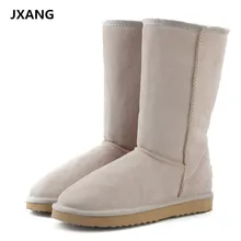 JXANG באיכות גבוהה מותג שלג מגפי נשים אופנה עור אמיתי אוסטרליה קלאסי נשים של גבוהה אתחול חורף נשים שלג נעליים(China)