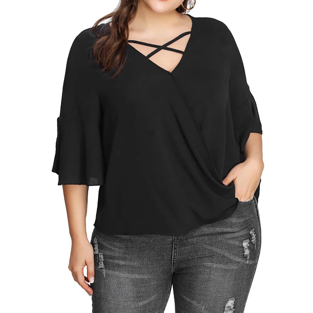 Women Plus Size Chiffon Criss Cross Front Half Sleeve Blouse Pullover Tops Shirt camicia donna camiseta mujer grunge aesthetic
Women Plus Size Chiffon Criss Cross Front Half Sleeve Blouse Pullover Tops Shirt camicia donna camiseta mujer grunge aesthetic