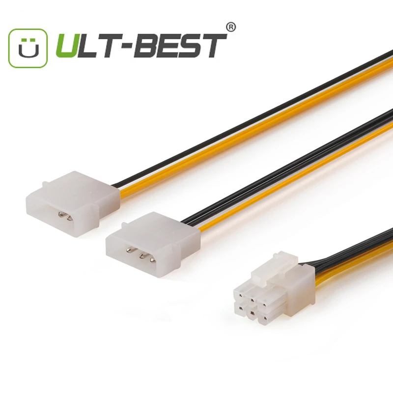 ULT BEST SATA кабель Мощность разветвитель расширения PCI E 6Pin женский Molex 4pin x2 Y сплиттер