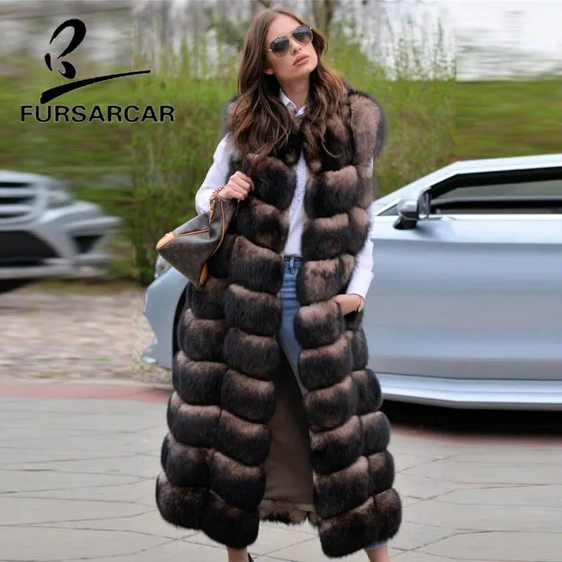 FURSARCAR Real Natural Fox Fur Vest For Women Square Button X-Long Length Vest Winter Thick Warm Genuine Fur Gilet Female Coats
FURSARCAR Real Natural Fox Fur Vest For Women Square Button X-Long Length Vest Winter Thick Warm Genuine Fur Gilet Female Coats