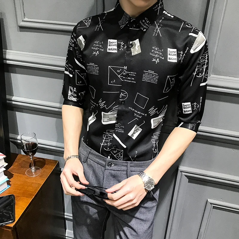 2019 Trend Era Mathematics Formula Printing Art Seven-Point Sleeves Slim Shirt High Quality Fashion Wild Men'S Shirt
2019 Trend Era Mathematics Formula Printing Art Seven-Point Sleeves Slim Shirt High Quality Fashion Wild Men'S Shirt