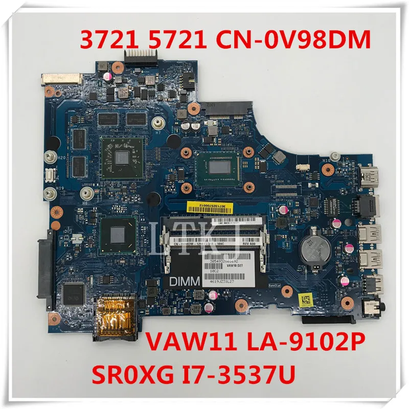 For 17R 3721 5721 laptop motherboard CN-0V98DM 0V98DM V98DM VAW11 LA-9102P With SR0XG I7-3537U CPU HD8700M 100% full tested | Компьютеры и