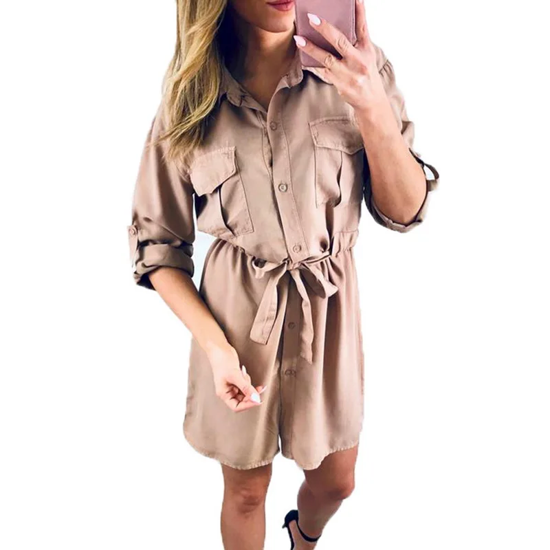 Safari Style Summer Beach Dress Turn Down Collar Long Shirt Dress Single Breasted Mini Dress Solid Sashes High Waist Party Dress
Safari Style Summer Beach Dress Turn Down Collar Long Shirt Dress Single Breasted Mini Dress Solid Sashes High Waist Party Dress