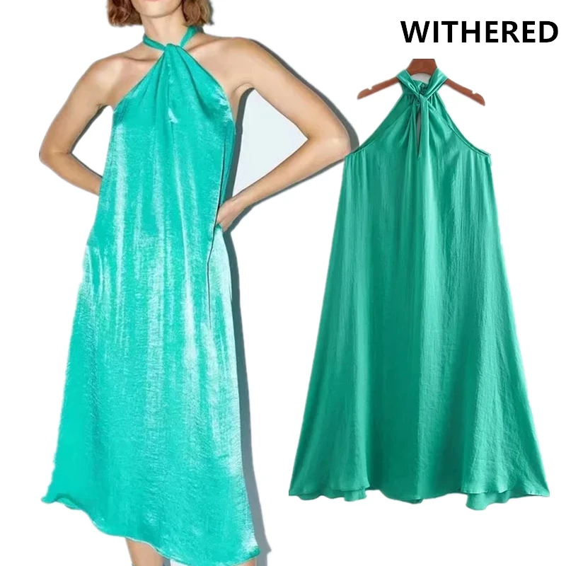 Withered party dress women england style silk shine vestidos halter sleeveless summer dress maxi dress 2 piece set plus size
Withered party dress women england style silk shine vestidos halter sleeveless summer dress maxi dress 2 piece set plus size