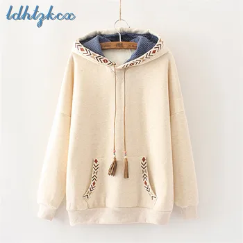 LDHTZKCX Print Embroidery Loose Hooded Hoodies Women 2018 Autumn-winter New Elegant Ladies Pocket Cotton Pullovers Hoodies CX443
LDHTZKCX Print Embroidery Loose Hooded Hoodies Women 2018 Autumn-winter New Elegant Ladies Pocket Cotton Pullovers Hoodies CX443