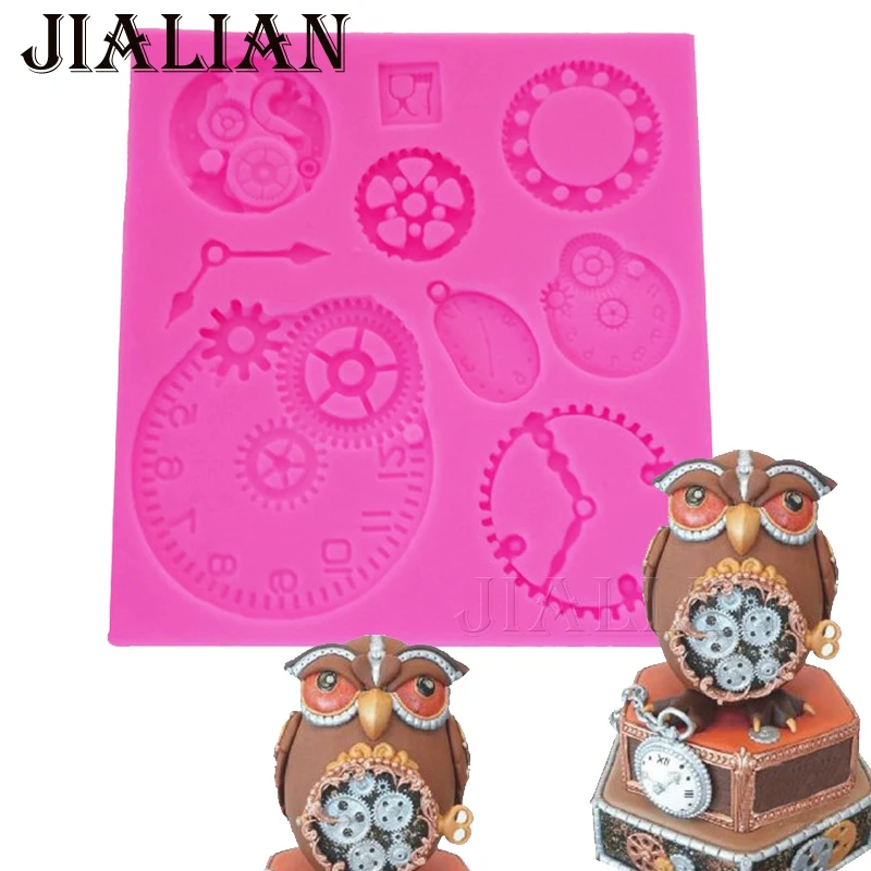 Silicone Mold Fondant Cake Mould gear Clock Pocket Watch Cupcake Decorating Tools Steam Punk Baking Kitchen Accessories T0915
Silicone Mold Fondant Cake Mould gear Clock Pocket Watch Cupcake Decorating Tools Steam Punk Baking Kitchen Accessories T0915