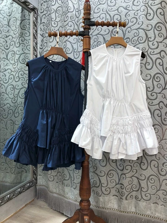 2019 Summer New Woman's Round Neck Lotus Edge Stitching Pure Colored Sleeveless Top 516