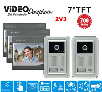 ZHUDELE 7inch video door phone intercom IR Night Doorbell Camera and HandsFree Monitor Intercom Doorbell Open lock function 2V3
ZHUDELE 7inch video door phone intercom IR Night Doorbell Camera and HandsFree Monitor Intercom Doorbell Open lock function 2V3