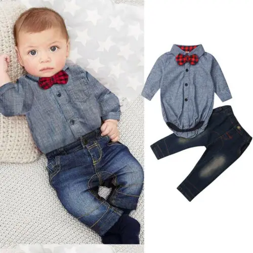2019 Autumn Baby Boys Gentleman Suit 2pc Long Sleeve Bowknot Lovely Tops+Denim Pants Jeans Kids Clothes Set
2019 Autumn Baby Boys Gentleman Suit 2pc Long Sleeve Bowknot Lovely Tops+Denim Pants Jeans Kids Clothes Set