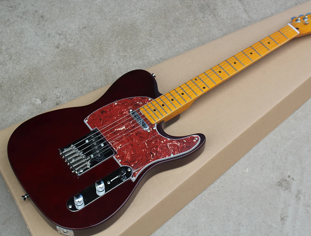 Factory Custom Dark Red Electric Guitar with Yellow Maple Fretboard,Red Pickguard,Chrome Hardwares,Offer Customized
Factory Custom Dark Red Electric Guitar with Yellow Maple Fretboard,Red Pickguard,Chrome Hardwares,Offer Customized