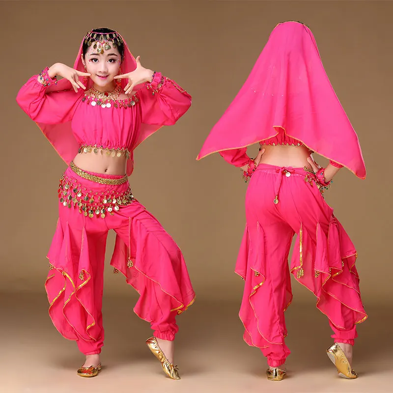 Indian Children Indian Dance 4 piece Costume Set (Top, Belt, Skirt and Head Pieces) Kids Bollywood Dance Costumes for Girls
Indian Children Indian Dance 4 piece Costume Set (Top, Belt, Skirt and Head Pieces) Kids Bollywood Dance Costumes for Girls