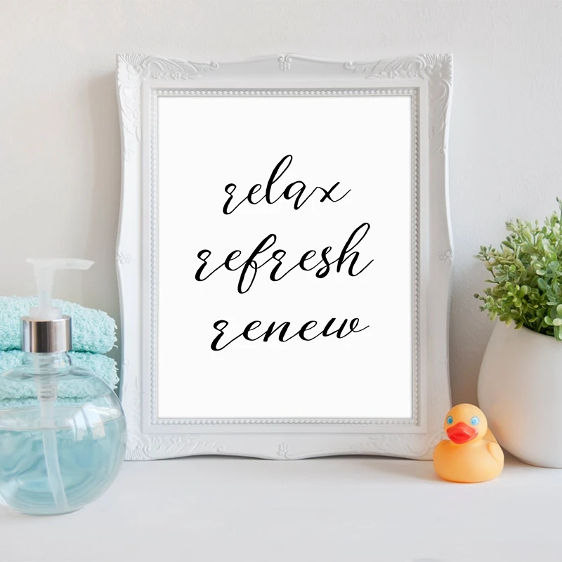 Bathroom Modern Decor Wall Art Print - Relax Refresh Renew Quote Canvas Poster , Spa Beauty Salon Bathroom Poster Wall Decor
Bathroom Modern Decor Wall Art Print - Relax Refresh Renew Quote Canvas Poster , Spa Beauty Salon Bathroom Poster Wall Decor